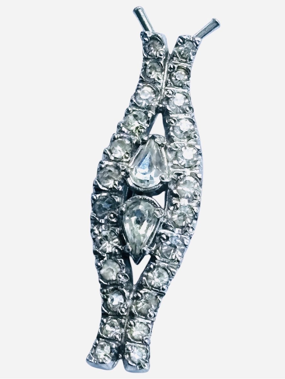 Keyes Vintage 1950s Silver Toned Rhinestone Faux Diamond Dress / Scarf Clip
